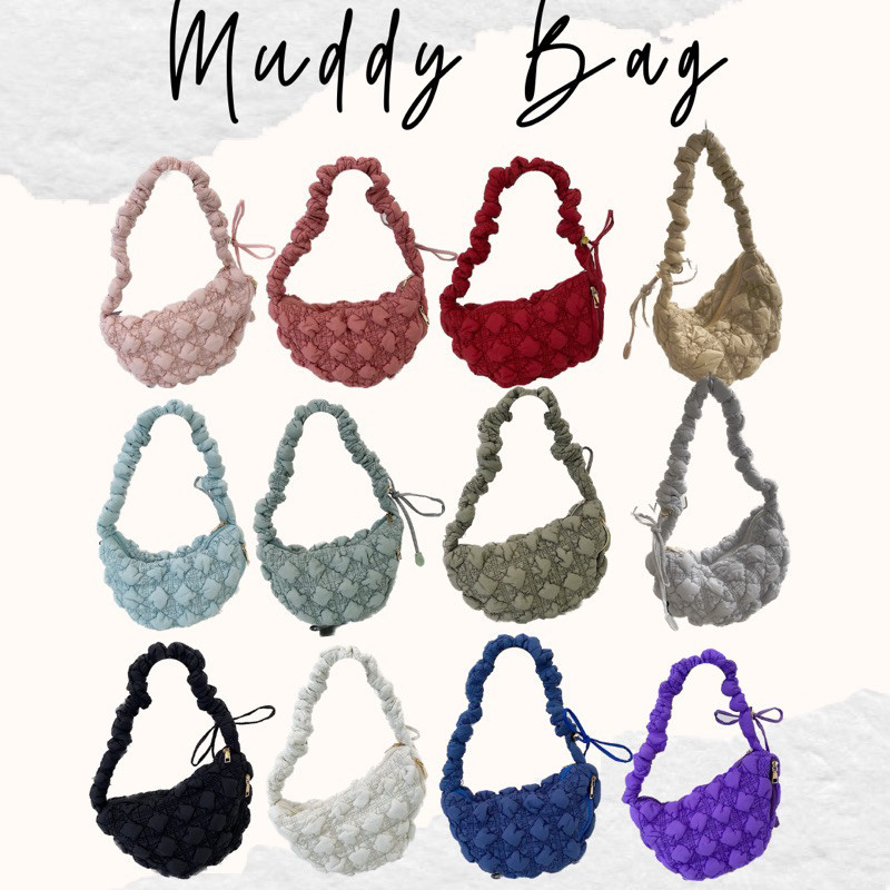 [ลดเพิ่ม15% ใส่โค้ด MENAW4 เฉพาะ20-31มี.ค.66] พร้อมส่ง Muddy bag กระเป๋าสะพายข้างปรับสายได้ มี12สี