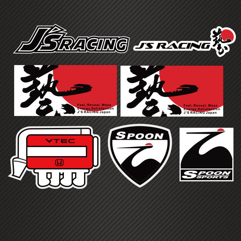 HONDA SPOON J'S RACING letter sticker Fit City Civic type-r Accord GK5 car window JDM style rear dec