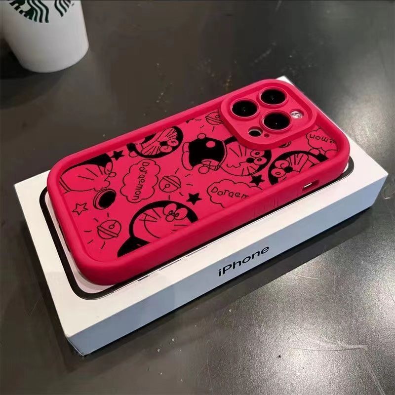 เคสโทรศัพท์มือถือ ซิลิโคน กันกระแทก ลายการ์ตูนโดราเอมอน หรูหรา สําหรับ iPhone 11 15 Pro Max SE2020 XR XS Max 7 6 6S XS X 13 12 Mini 8 Plus