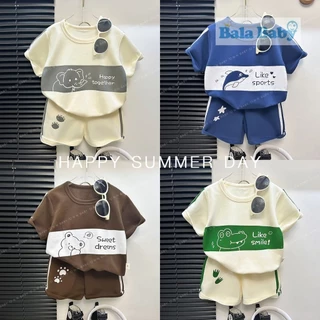 ชุดเด็ก เสื้อผ้าเด็ก เสื้อยืดแขนสั้น+กางเกงขาสั้น เซท 2 ชิ้น size 80-110 cm DXT39
