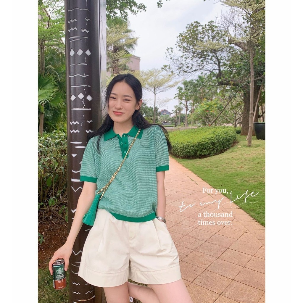 เสี ่ ยวเคาะดูดี!สบายbreathable POLOเสื ้ อLapelหลวมSlimmerดูบางสไตล ์ Hollow Tencelแขนสั ้ นถักเสื ้ อยืดหญิงขนแกะ