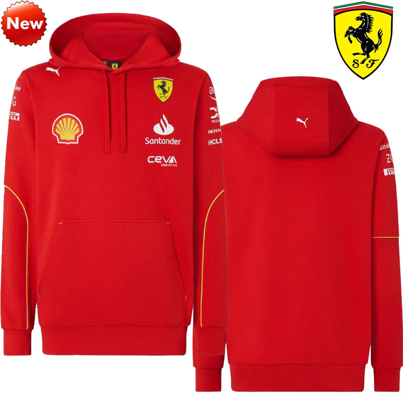 ใหม่ล่าสุด F1 เสื้อฮู้ดดี้ แขนยาว ลาย Scuderia Ferrari F1 2024 สําหรับผู้ชาย และผู้หญิง เหมาะกับการแข่งรถ 2024