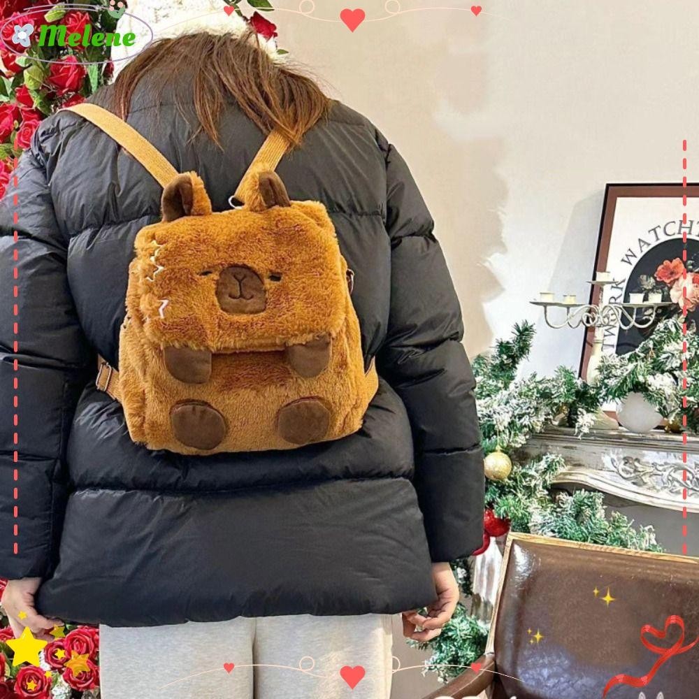 กระเป๋าเป้สะพายหลัง ขนาดใหญ่ จุของได้เยอะ ลายการ์ตูน Capybara Kawaii น่ารัก แบบตลก