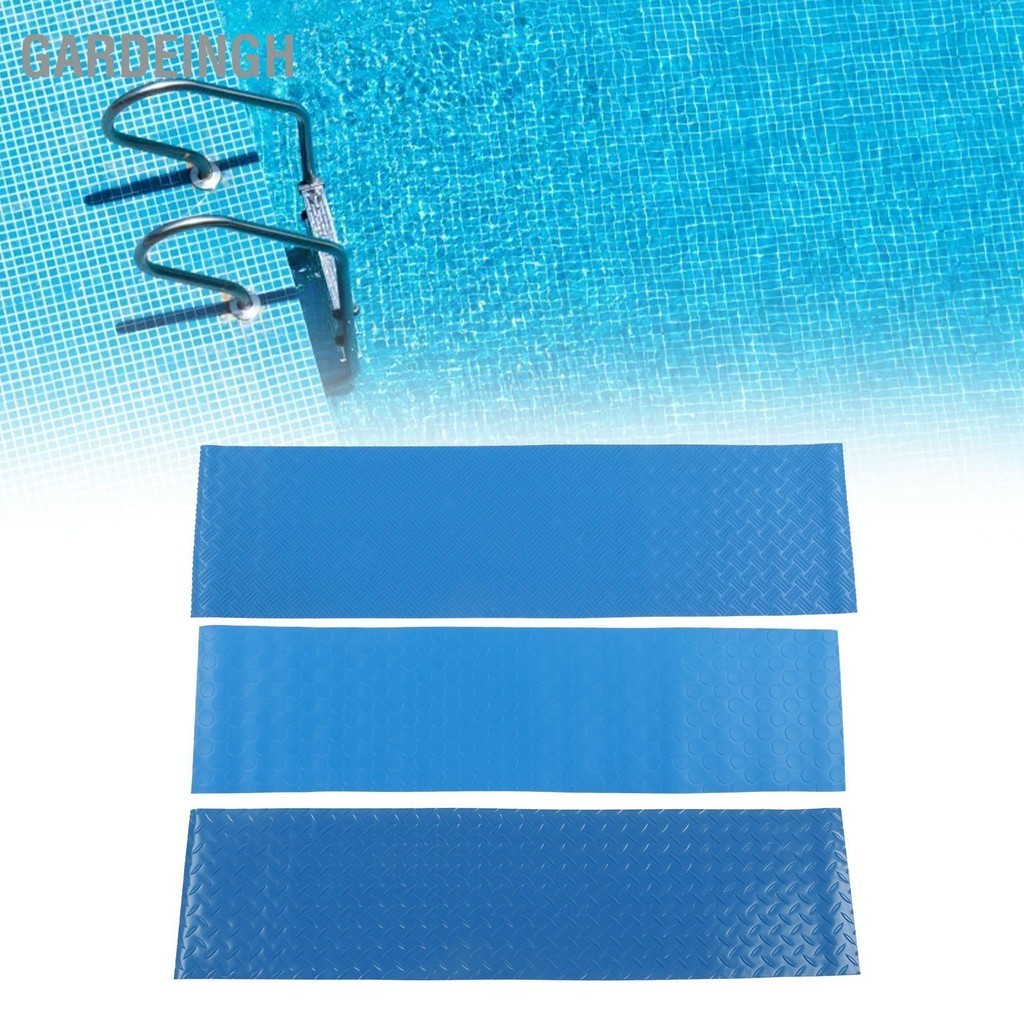 GardeingH สระว่ายน้ำบันไดป้องกันแผ่นกันลื่นเปลี่ยนบันไดแผ่นยางสีฟ้าสำหรับสระว่ายน้ำ