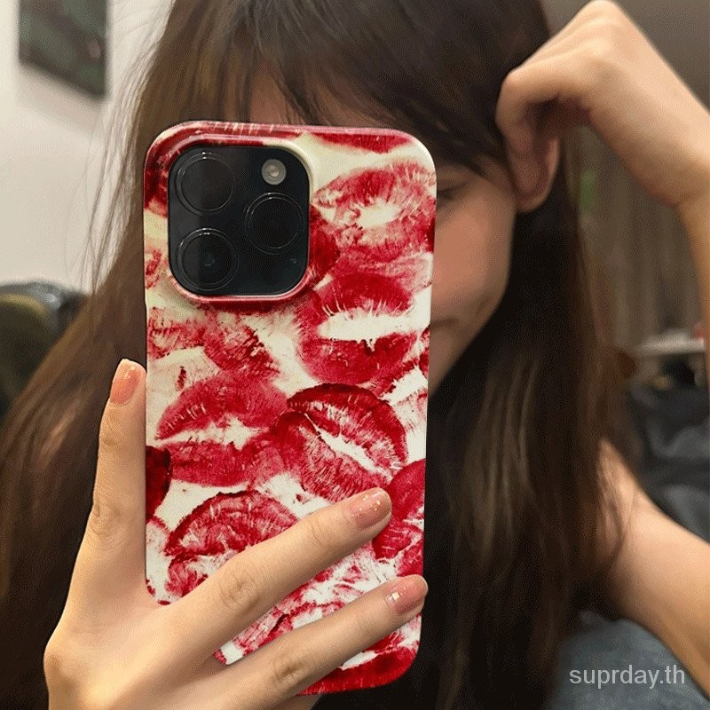 เคสโทรศัพท์มือถือแบบแข็ง กันกระแทก พิมพ์ลายริมฝีปากน่ารัก สําหรับ iPhone 11 12 13 14 15 pro max 7 8 plus xr x xs max 12pro 13promax 14promax