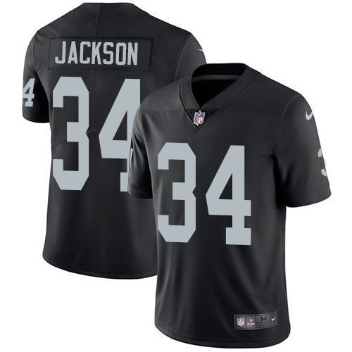 เสื้อยืดแขนสั้น พิมพ์ลาย NFL Jersey Oakland Raiders Oakland Raiders No. พลัสไซซ์ สไตล์ยุโรป และอเมริกา เสื้อยืด ปักลาย Jackson 34