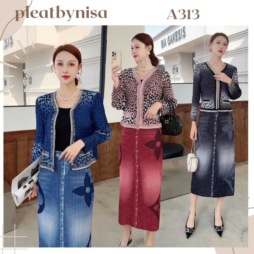 Peatbynisa A313 เซทกระโปรงอัดพลีท เนื้อผ้าPolyester100%