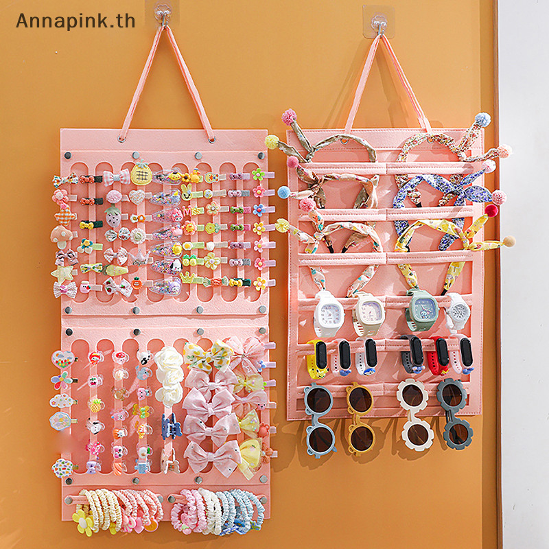 Annapink.th ผม Bows Organizer ผนังขนาดใหญ่ความจุผู้ถือแขวนประหยัดพื้นที่อุปกรณ์เสริมสําหรับห้องพักสาว EN