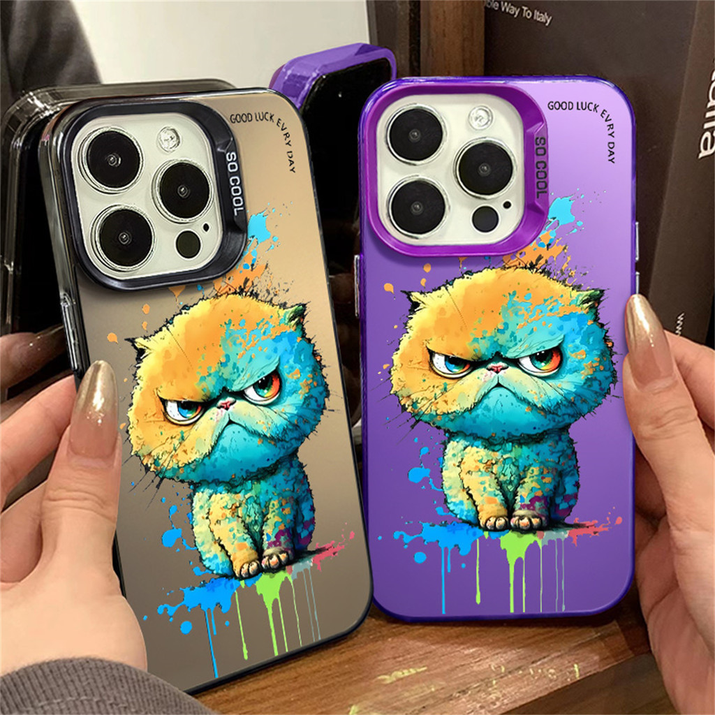 เคสโทรศัพท์มือถือ PC แข็ง กันกระแทก ป้องกันกล้อง ลายแมวอ้วนน่ารัก สําหรับ IPhone 15 14 13 12 11 Pro XS Max X XR