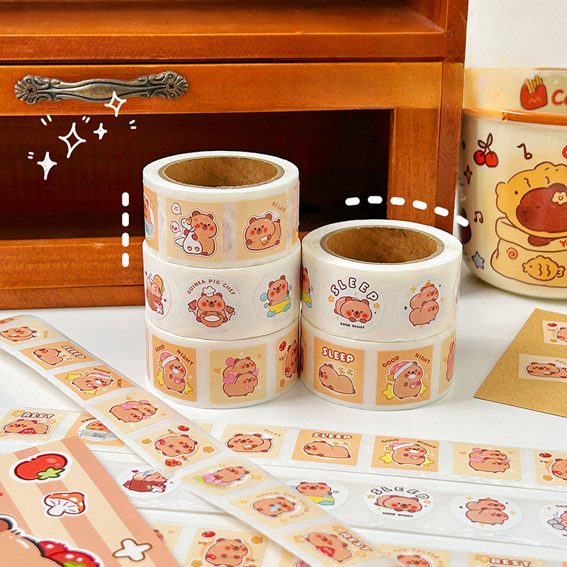 สติกเกอร์ซีล ลายการ์ตูนปลาปักเป้าน่ารัก ขนาดเล็ก สําหรับตกแต่งเต็นท์ DIY