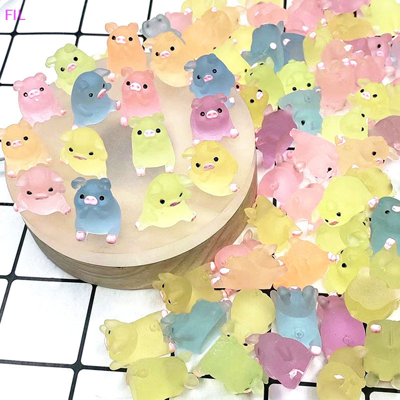 Fil แดชบอร์ดเรซิ่น รูปหมูเรืองแสง ขนาดเล็ก สําหรับตกแต่งบ้าน รถยนต์ DIY 1 5 ชิ้น