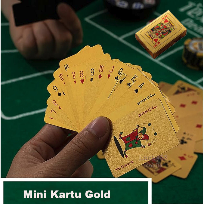 มินิการ์ดทอง 1 ชุดกันน้ําฟอยล์สีทองเล่นไพ่การ์ดมายากลขนาดเล็กสําหรับวัยรุ่นผู้ใหญ่เล่นโป๊กเกอร์เล่นไพ่เกมตาราง