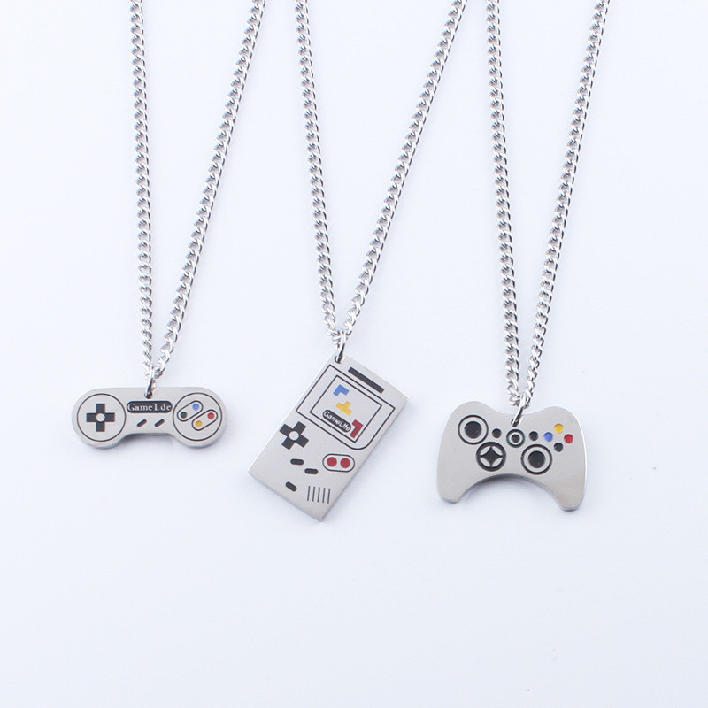 สร้อยคอ สเตนเลส ไทเทเนียม จี้คอนโซลเกม สไตล์ฮิปฮอป มินิมอล สําหรับผู้ชาย