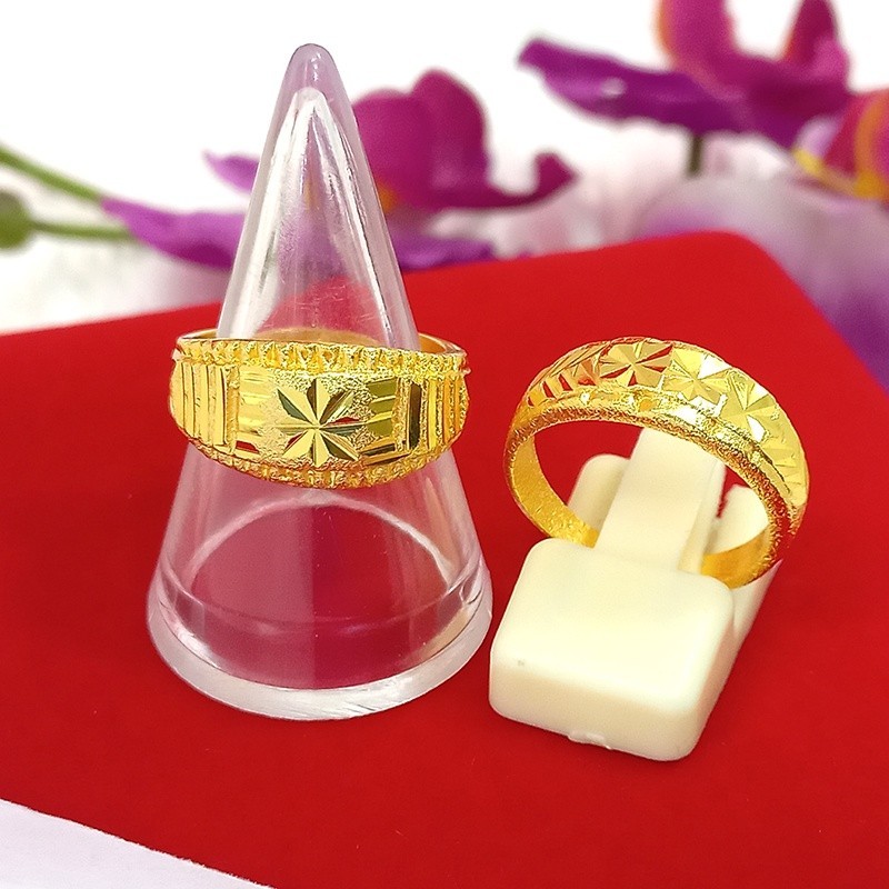 แหวน แหวนทองตัดลาย  1-2 สลึง แหวนหงส์คู่มังกร ทำจากทองเหลืองแท้ ใส่แทนของจริง งานชุบ ทองไมครอน เสริมดวง เสริมบารมี