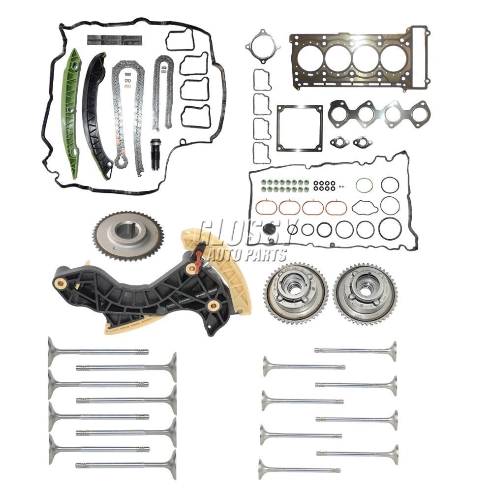 QP02 Timing Chain 16x Inlet & Exhaust Valves Cylinder Head Gaskets Kit For Mercedes M271 C250 E250 S