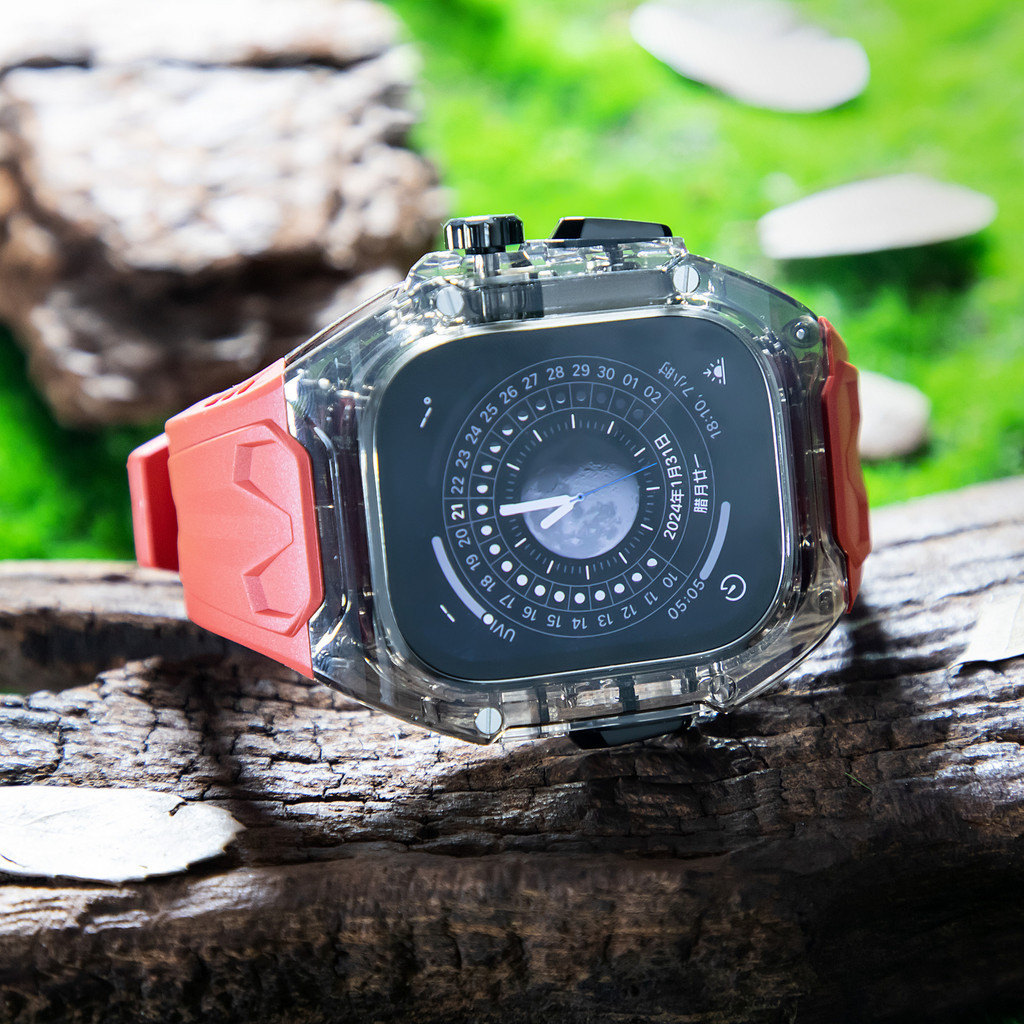 สายนาฬิกาข้อมือยาง แบบใส ดัดแปลง สําหรับ Apple Watch Ultra 1 2 49 มม. iWatch 45 มม. 44 มม. Series9 8 7 6 5 4 SE