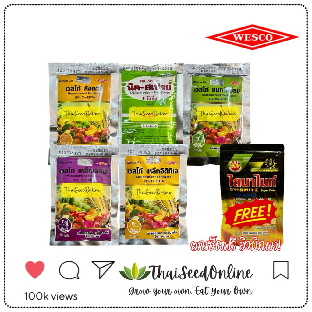 Wesco(เวสโก้) WESCO รวม ธาตุอาหาร รองเสริม ขนาดบรรจุ 50 กรัม ตราเวสโก้ นิคสเปรย์ สังกะสี แมกนีเซียม