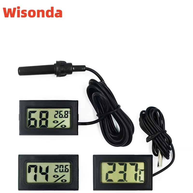 เครื่องวัดอุณหภูมิความชื้นดิจิทัล หน้าจอ LCD ขนาดเล็ก สําหรับตู้ปลา ตู้เย็น FY-12