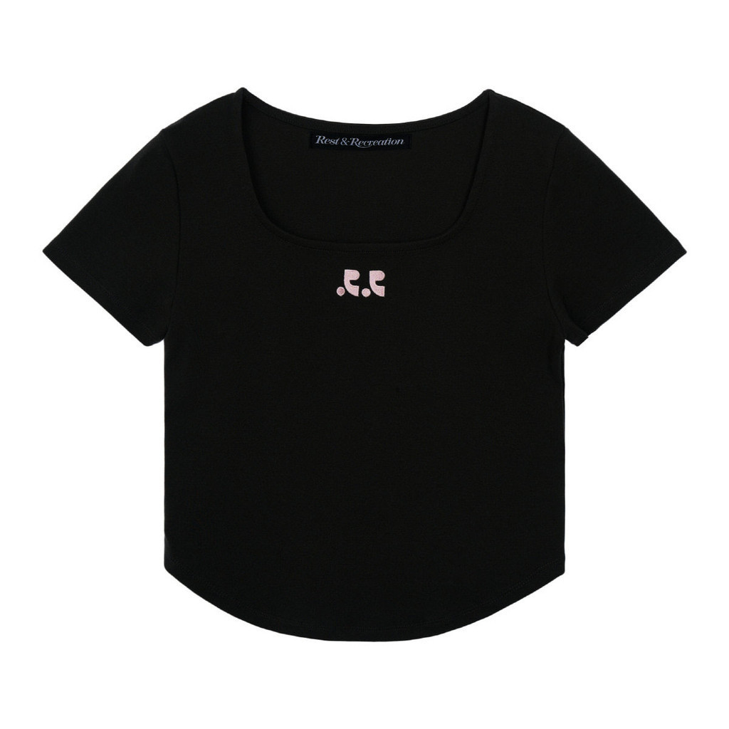 S0kz SC เสื้อผ้าผู้หญิง เกาหลี Dongdaemun RR ฤดูร้อน สไตล์ใหม่ คอยู แขนสั้น ยืดหยุ่น ชายเสื้อโค้ง ร้
