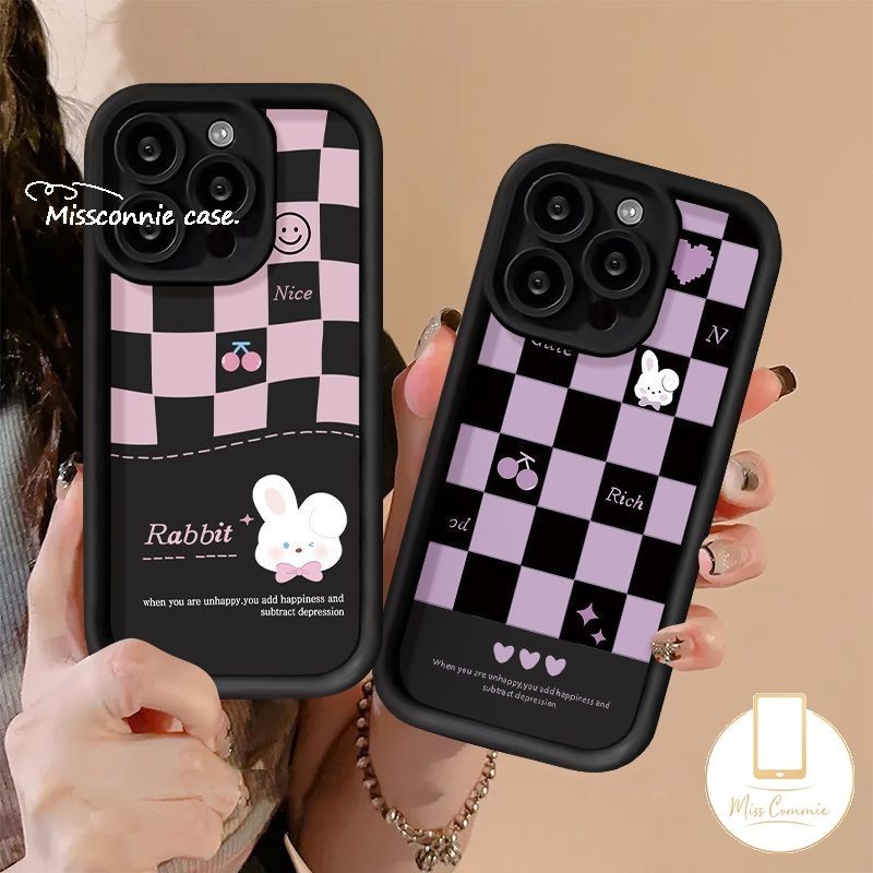 เคสโทรศัพท์มือถือ ลายหมากรุก กระต่าย หมี หน้ายิ้ม สําหรับ Samsung A05s A14 A15 A03 A11 A10s A20 A04s A13 A31 A51 A30s A04E A20s A03s A12 A05 A23 A34 A50s A02s A50 A52 A32 A53 A52s A24 A54
