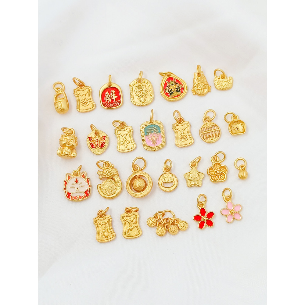 จี้ทองคํา 18K รูปฟักทอง ลูกพีช สุนัขจิ้งจอก แฮนด์เมด diy