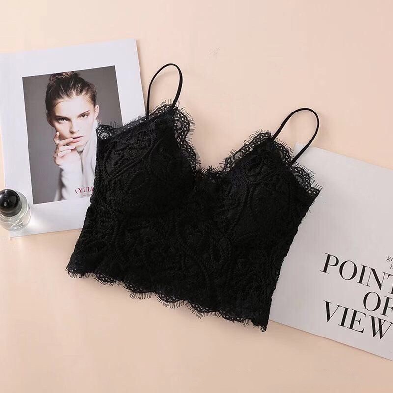 เสื้อแฟชั่น สินค้าพร้อมส่งจากไทย💥TOPLIST💥 (TL-N594)เสื้อครอปสายเดี่ยวลูกไม้ หลังสม๊อคใส่สบาย