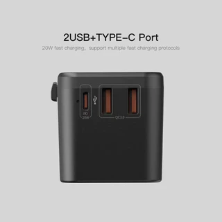 Orsen by Eloop C18 หัวแปลงปลั๊กไฟ Universal Travel Adapter หัวปลั๊ก 4 แบบ US AUS EU UK ของแท้100%