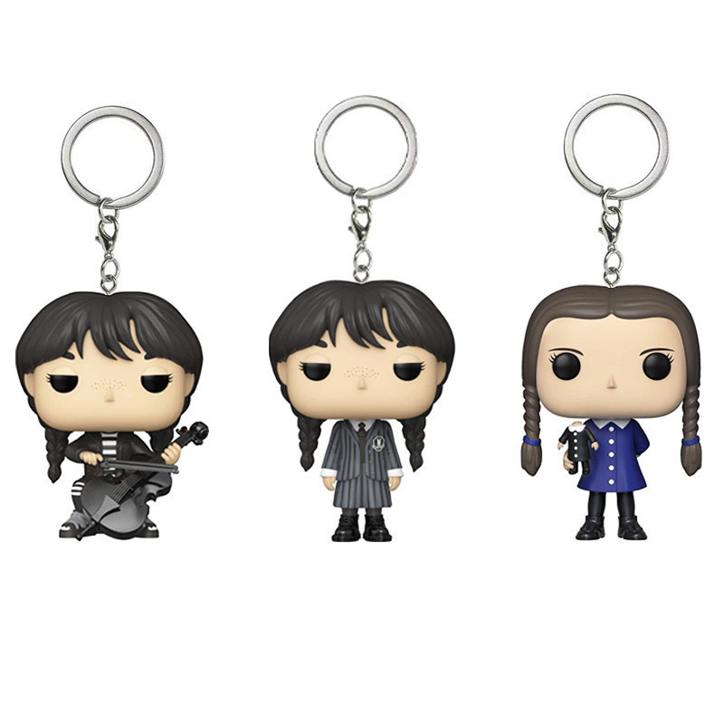 พวงกุญแจ จี้ตุ๊กตา Funko Pop TV The Addams Family Wednesday ของเล่นสําหรับเด็ก