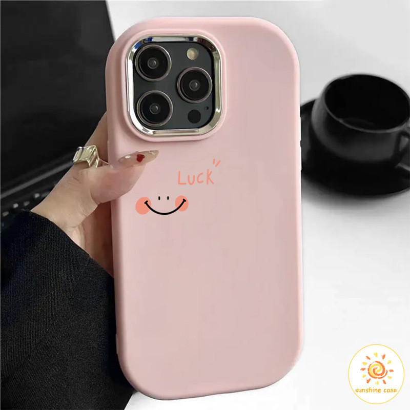 เคสโทรศัพท์หน้ายิ้มเรียบง่าย กรอบชุบด้วยไฟฟ้า ไอโฟน11 For iPhone12 13 14 15Pro MAX X XS XR XS 7 8Plus SE2020 เคสโทรศัพท์