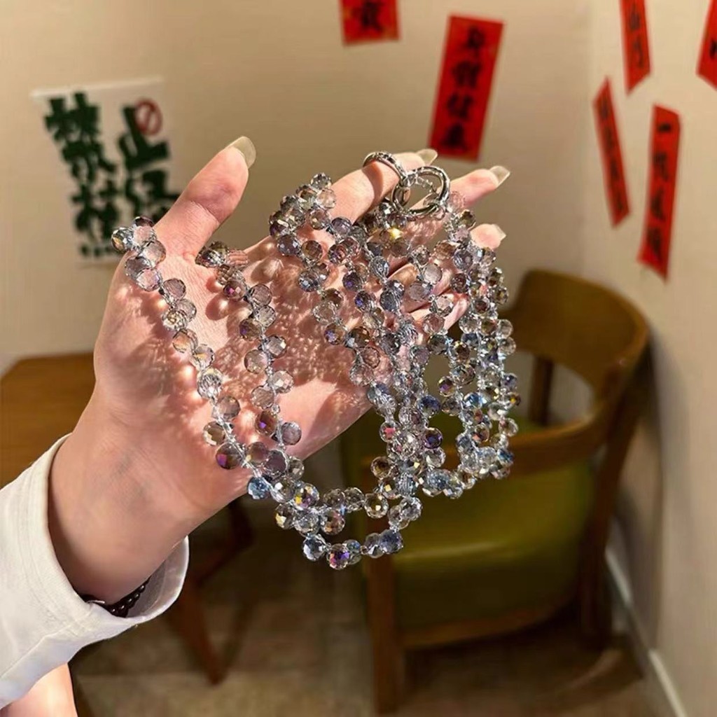 สายคล้องโทรศัพท์มือถือ ประดับเพชรคริสตัล ระดับไฮเอนด์ ปรับสายได้ ป้องกันการสูญหาย สําหรับผู้หญิง