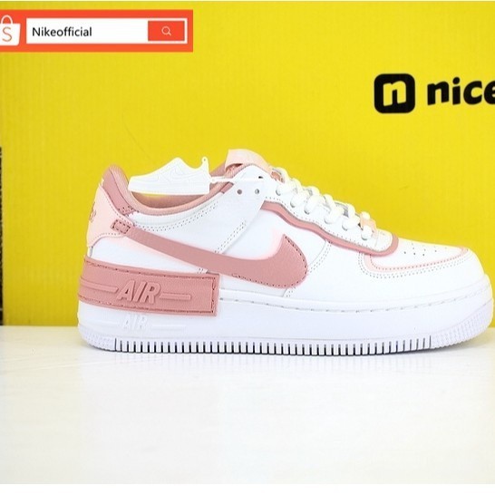 ของแท้ Nike Wmns Air Force 1 Shadow Coral Powder White/Peach รองเท้าผ้าใบลําลอง สําหรับผู้หญิง QTUZ