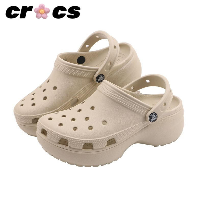 ✨cross แท้ Crocs classic platform clog สีขาวส้นสูง4.1cm รองเท้ากันลื่น