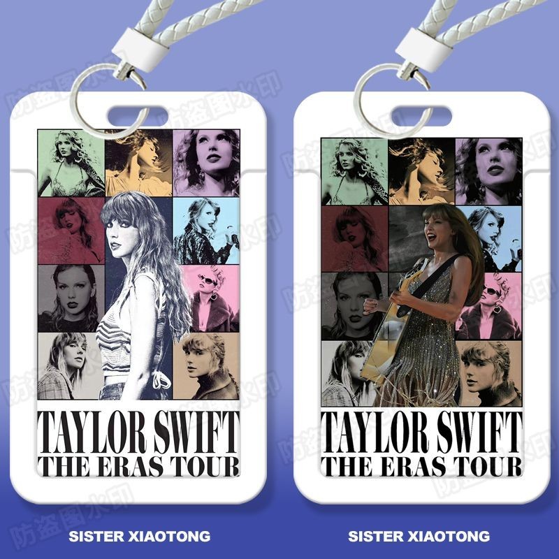 【ตัวเลือกหลายสี】กระเป๋าใส่บัตรเครดิต บัตรประจําตัวนักเรียน ลายนักร้อง Taylor Swift พร้อมสายคล้องข้อมือ อุปกรณ์เสริมสํานักงาน