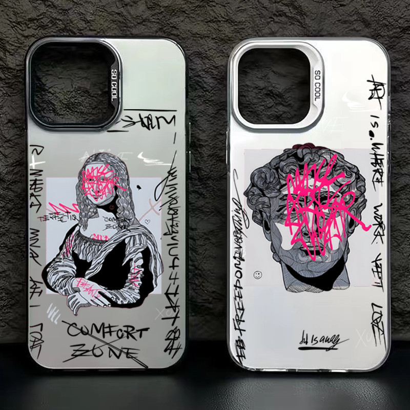 เคสโทรศัพท์มือถือแบบแข็ง ผิวด้าน ลายกราฟฟิตี้ David Mona Lisa สําหรับ Xiaomi Redmi 12 4G 13C Redmi Note 13 12 Pro Plus 5G 4G 12S 11S 11 10S 10