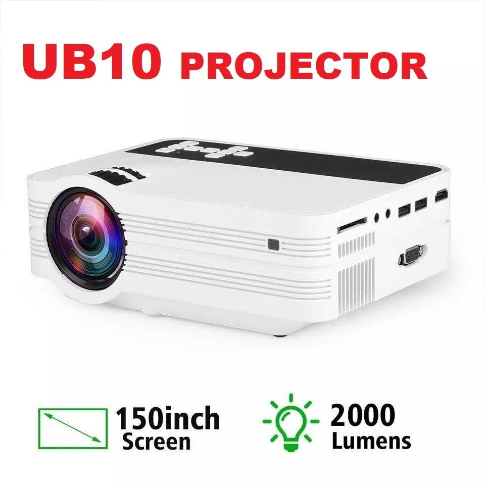NEWEST 2023-UB10 Mini Projector UB10 Portable 3D LED Projector 2000Lumens TV Home Theater LCD Video USB  Support 1080P H