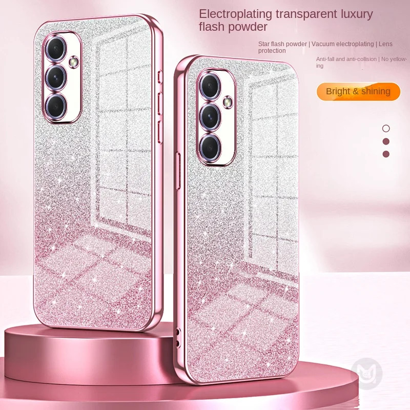 SAMSUNG สําหรับsamsung Galaxy A16 A06 A55 A35 A25 A15 A05S A05 A14 A24 A34 A54 โปร่งใสชุบGlitterนุ่มกันกระแทกเคสโทรศัพท์ฝาครอบ