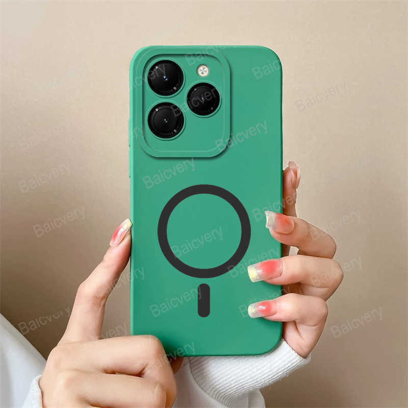 Itel A50 4G A667LP เคสสีสันสดใสซิลิโคนเหลวเคลือบแม่เหล็กชาร์จไร้สายปลอกฝาหลัง