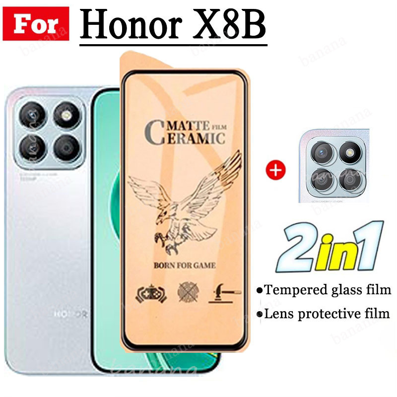 Huawei Honor X8B กระจกนิรภัยเซรามิค สําหรับ Honor X7A X7B X8B X8A X6A ป้องกันการแอบมอง ความเป็นส่วนตัว กระจกนิรภัย และตัวป้องกันกล้อง และฟิล์มด้านหลัง