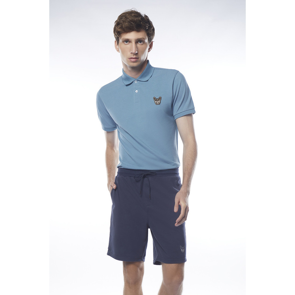 ESP เสื้อโปโลลายเฟรนช์ชี่ ผู้ชาย สีฟ้า | Frenchie Polo Shirt | 03796