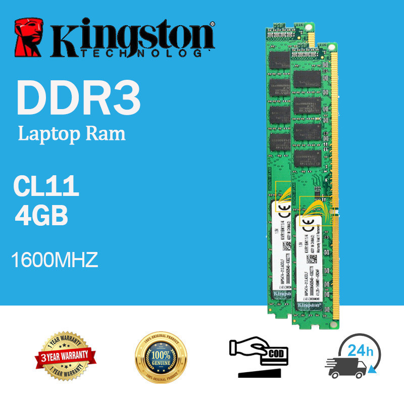 [ส่ง 24 ชั่วโมง] Kingston 4GB RAM DDR3 1600Mhz  2Rx8 PC3-12800 DIMM สําหรับ Intel