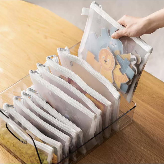 กระเป๋าตาข่ายใส มีซิป ขนาด A4 A5 A6 ไนล่อน สําหรับใส่เอกสาร เครื่องเขียน สํานักงาน