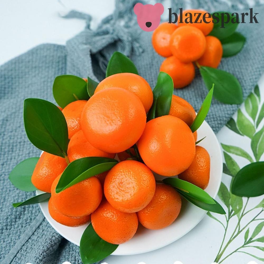 Blazespark ส้มปลอมเหมือนจริงสีสันสดใสผลไม้เลียนแบบแสดงผลไม้ 3-6 กิ่งพร้อมผลไม้และใบ Party Decor