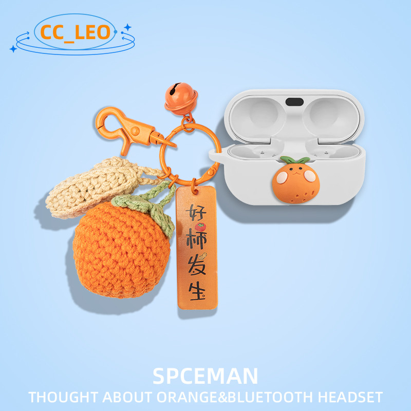 For Panasonic Technics EAH-AZ100 Case Cute Orange Keychain Cartoon Silicone Soft Shell Technics EAH-