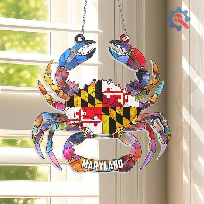 [GEX] Maryland Crab Charms Maryland Flag อะคริลิคแขวนป้าย MD Crab Wall Art Decor ความแปลกใหม่ Maryla