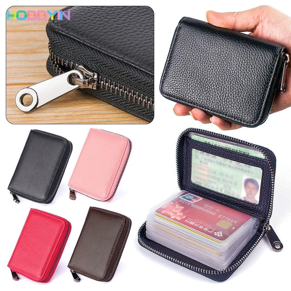 HOBBYIN กระเป๋าใส่บัตรเครดิตแฟชั่น มีซิป 20 ช่อง