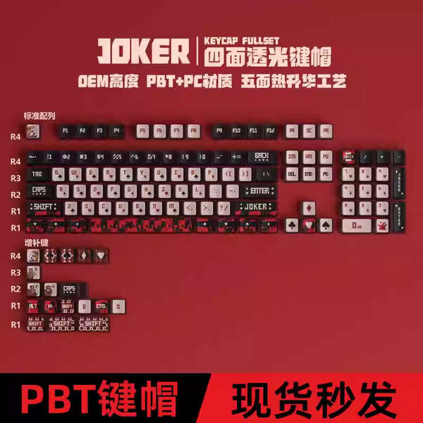 work egg keycaps keycap ใส Joker Poker Four-Sided Translucent Mechanical Keyboard Keycap PBT Sublima