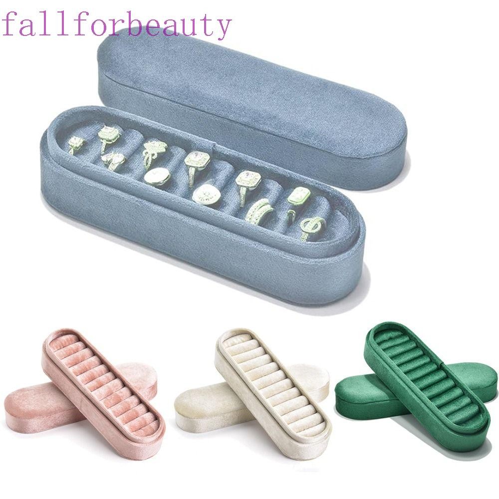 Fallforbeauty ถาดแสดงเครื่องประดับกํามะหยี่,ฝาปิดกล่องเก็บแหวนกันฝุ่น,ระดับไฮเอนด์หลายช่องทําด้วยมือใส่ Divider ที่ใส่เครื่องประดับกรณีต่างหู