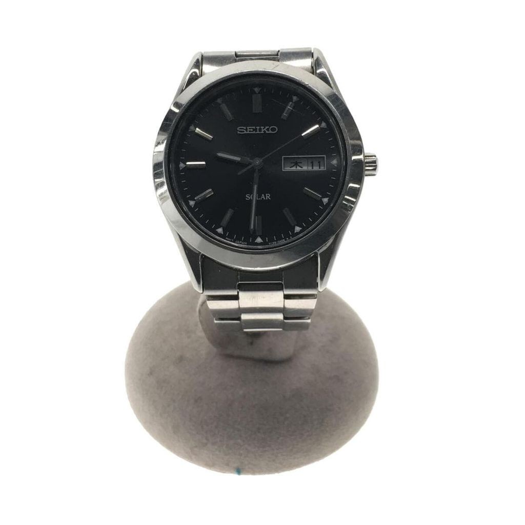 Seiko(k) SEIKO Mens Watch Solar Analog Stainless Steel BLK SLV ส่งตรงจากญี่ปุ่น มือสอง
