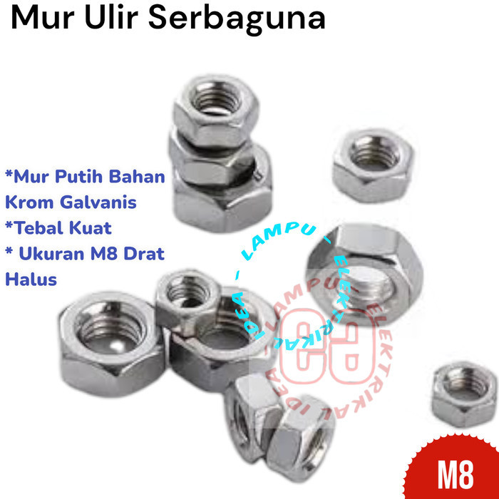 น็อตสังกะสี m8|น็อตขาว| น็อตเอ็ม8| น็อตชุบสังกะสี