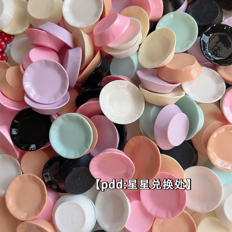 [100 ชิ้นในสต็อก] จานมินิขนาด 3.0 ซม. อุปกรณ์เล่นอาหารจิ๋ว เรซิน อุปกรณ์ DIY บ้านตุ๊กตา แม่เหล็กติดตู้เย็น ตกแต่งครัว